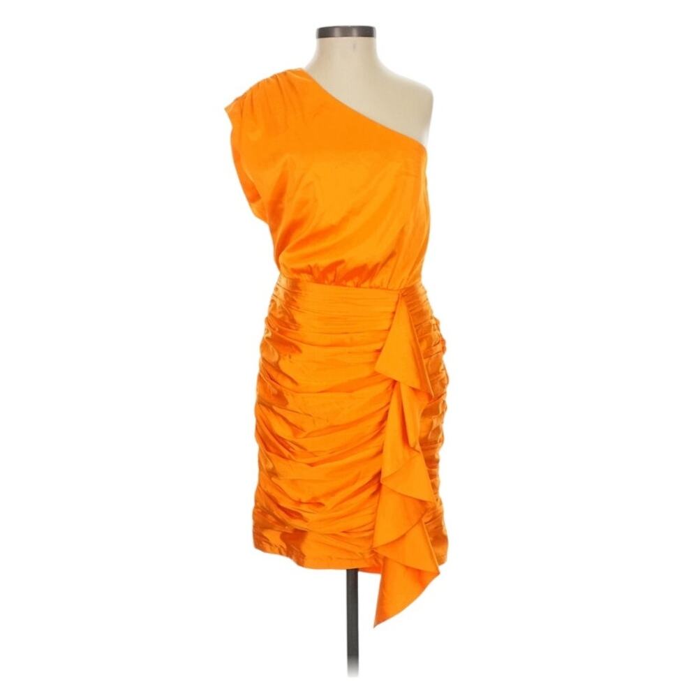 Vibrant Greylin Ariel Draped One-Shoulder Dress - Orange, Size M